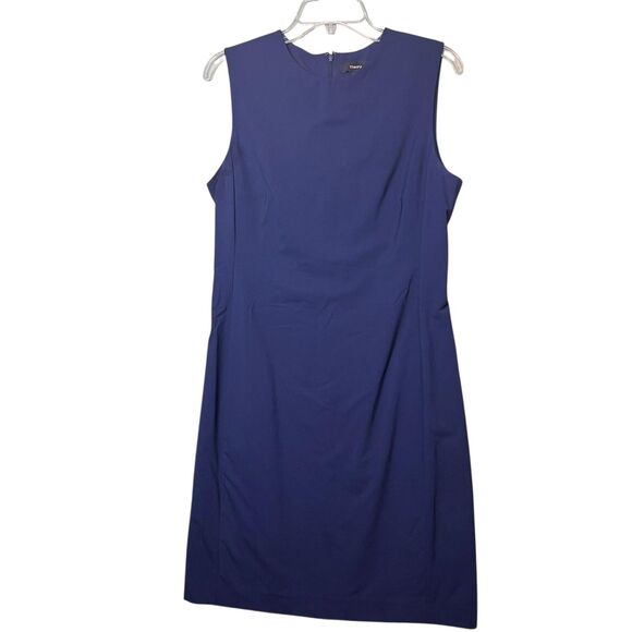 Theory Dress Womens 10 Blue Sleeveless Sheath E Gano Wool Blend Office Career - Picture 11 of 11